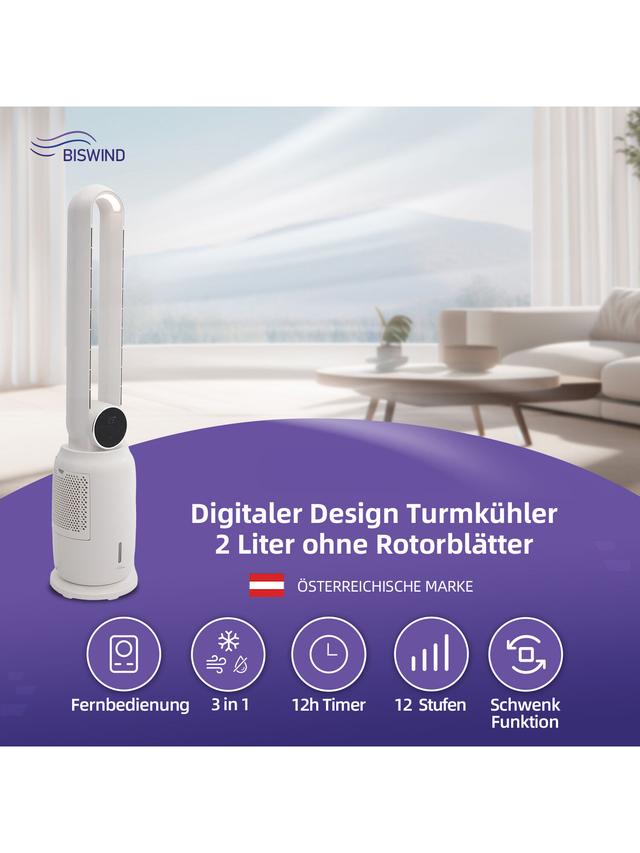 Wohlfühlklima Turmluftkühler 3in1 – Ventilator mit Kühlung & Luftbefeuchter