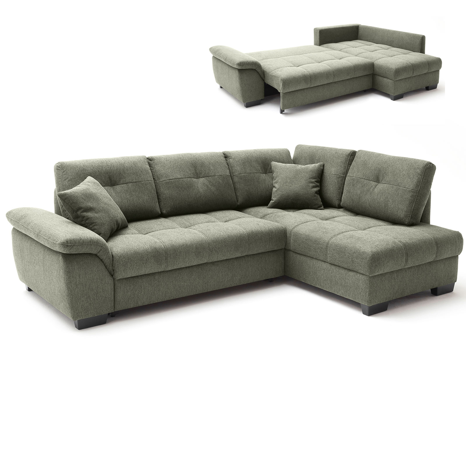 Ecksofa - green - Boxspringaufbau - Dauerschläfer