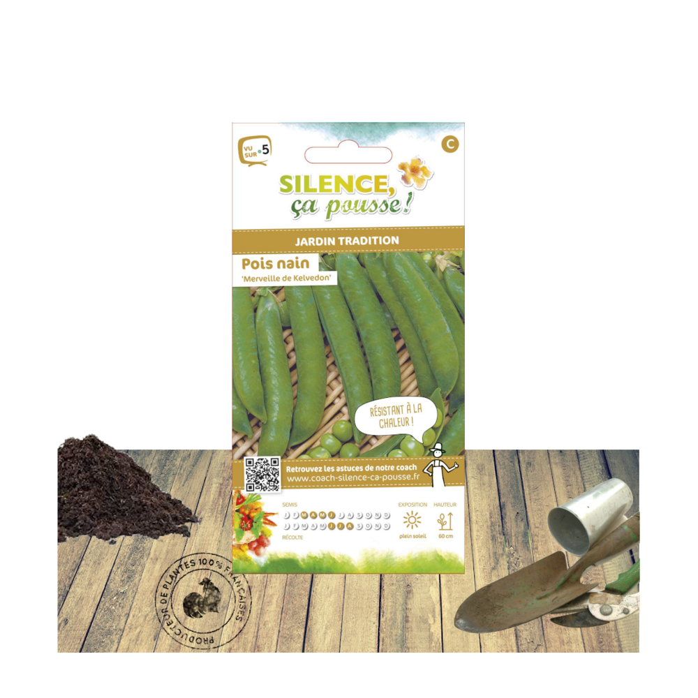 Graines de pois nain grain ridé merveille de kelvedon/pisum sativum nain grain ridé merveille de kelvedon[-]sachet de 15 gr.