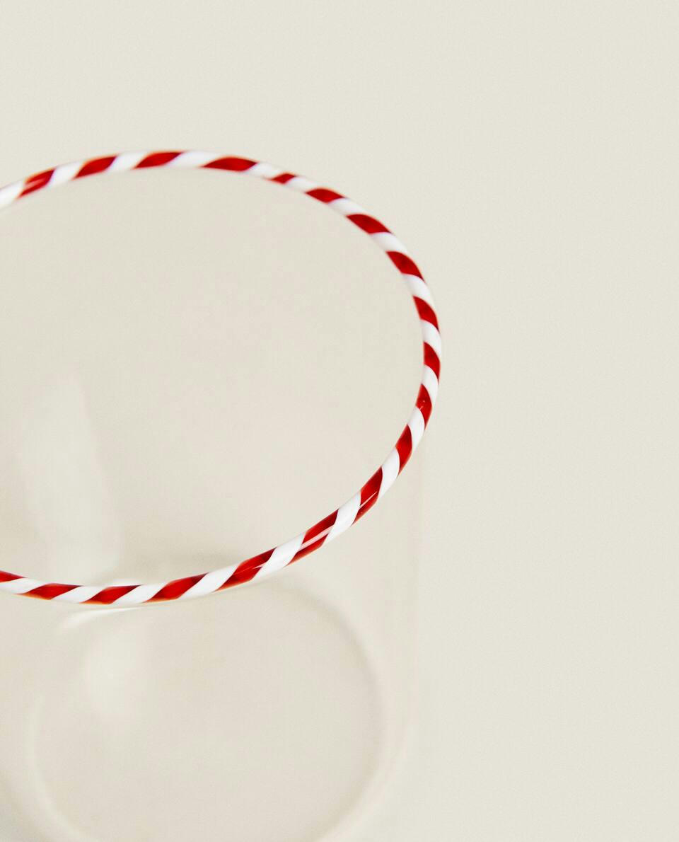 Copo de vidro borossilicato com bengala doce de Natal
