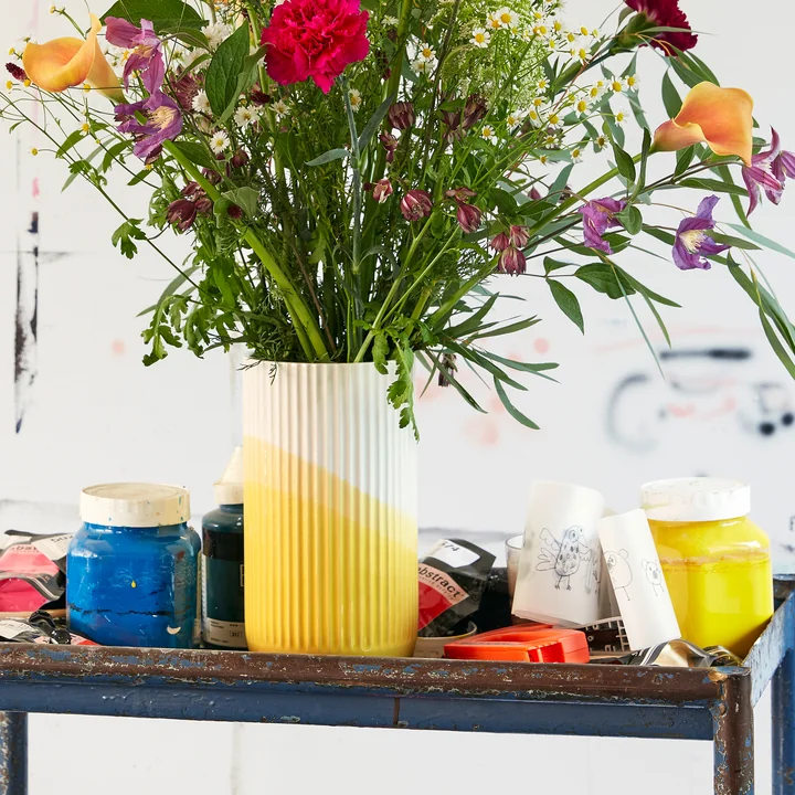 Vitra - Herringbone Vase geriffelt H 24,5 cm, gelb