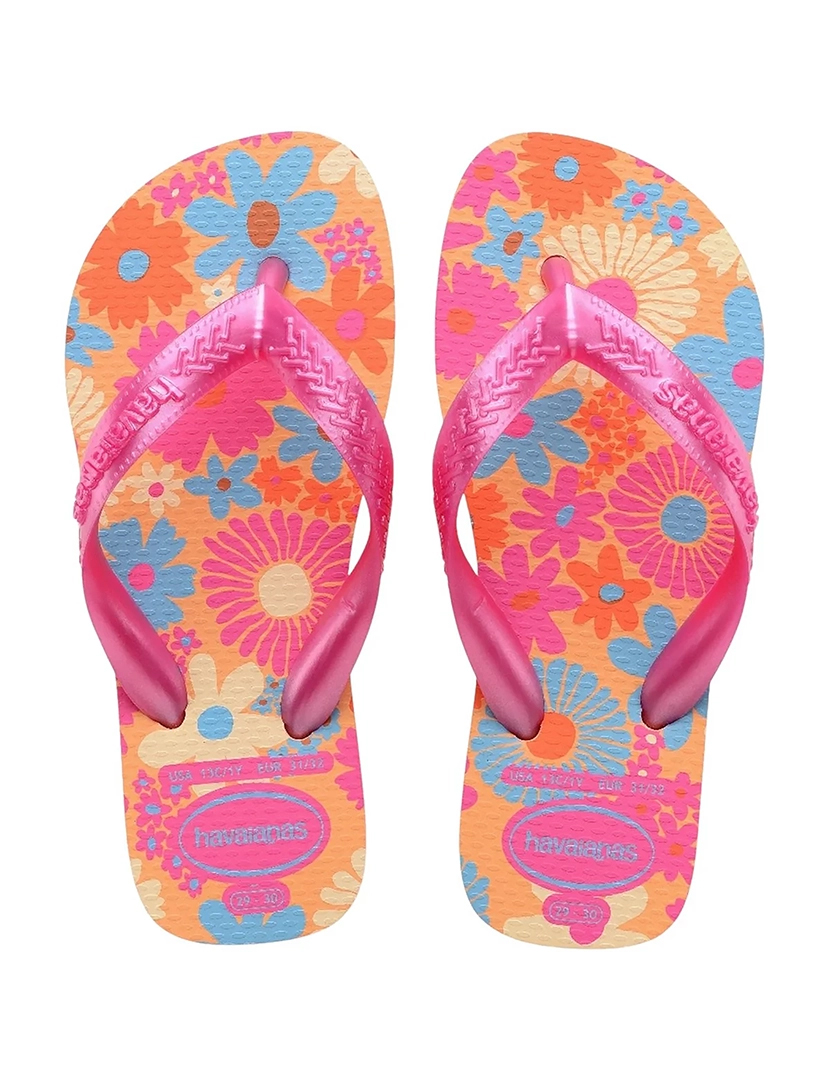 Kids Peach Flower Flip-Flops