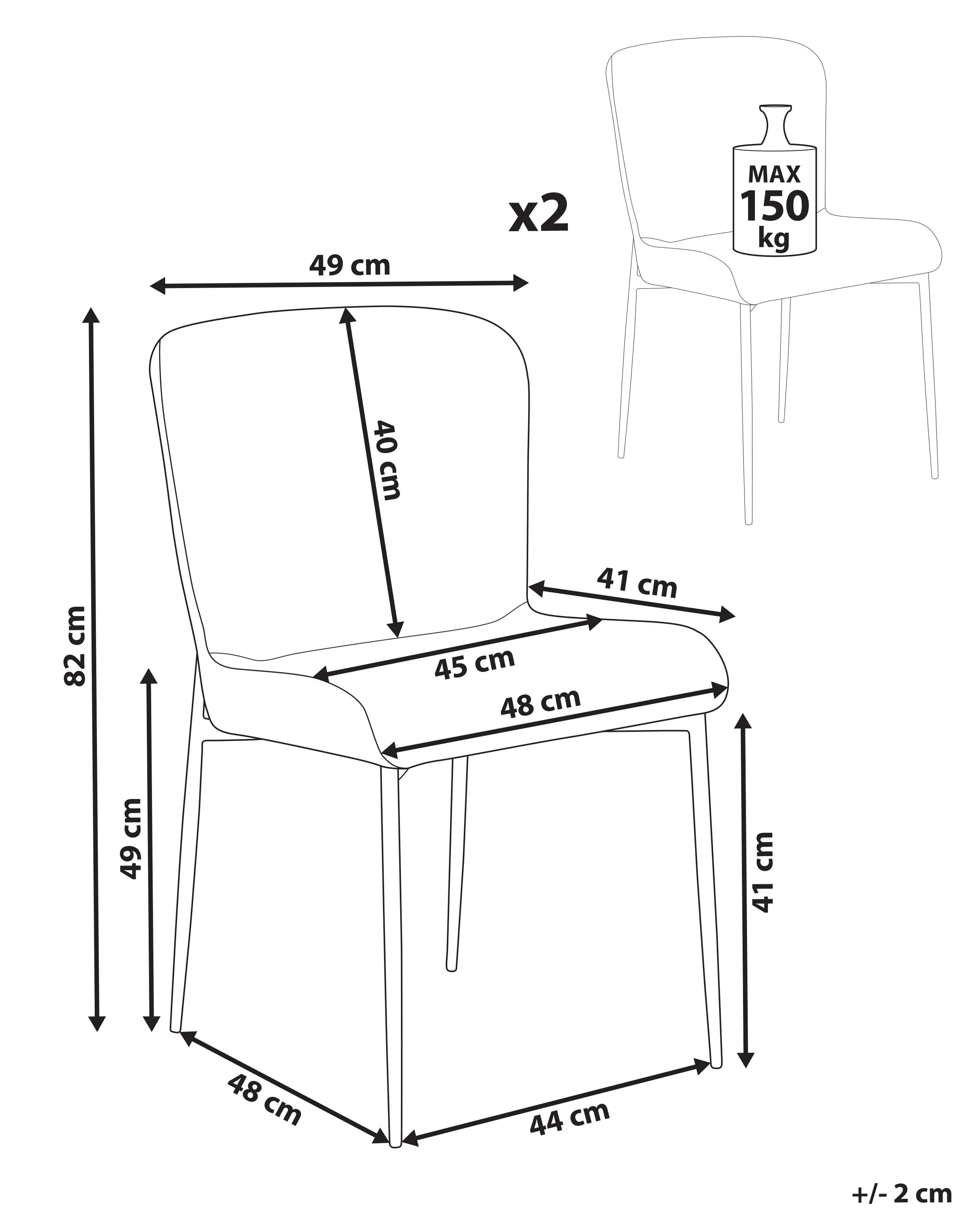 Set van 2 eetkamerstoelen ADA Blauw