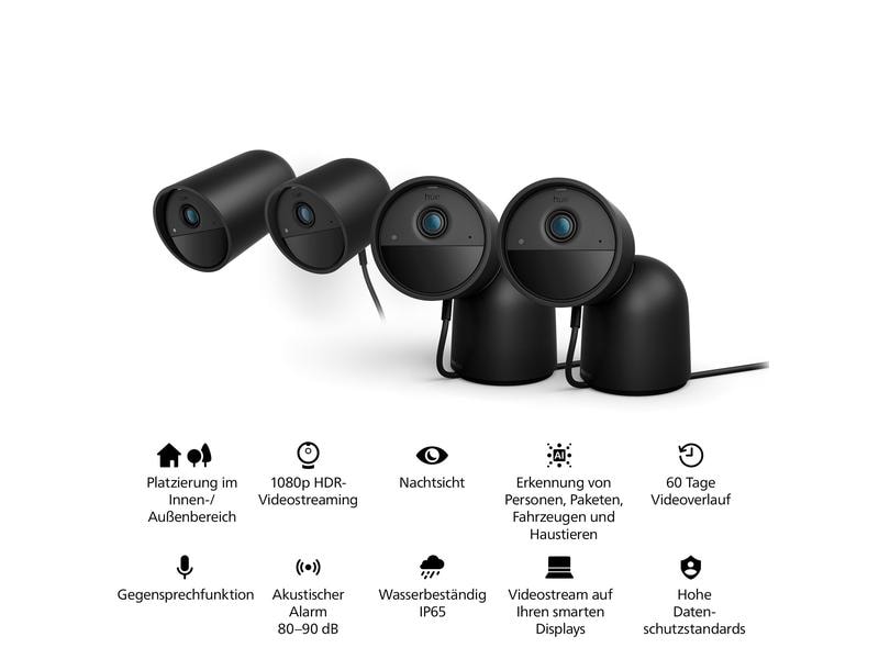 Philips Hue Secure kabelgebundene Kamera Schwarz Netzwerkkameras: intelligentes Zuhause, intelligentere Sicherheit