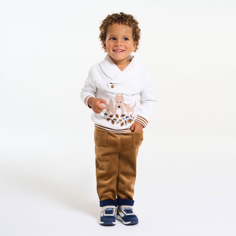 Pantalon velours côtelé polaire marron bébé garçon Marron