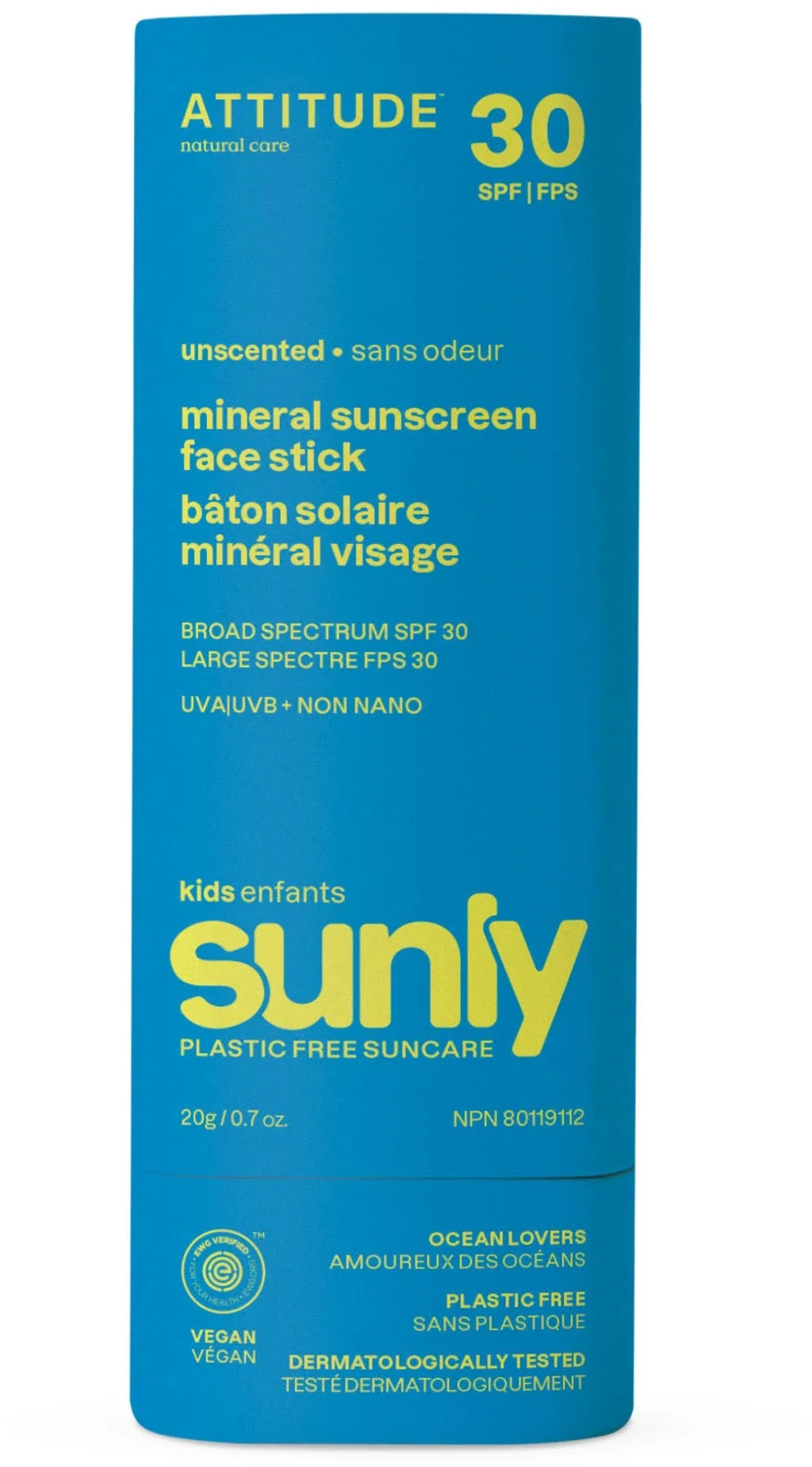 ATTITUDE  Sunly Sunscreen Face Stick Kids SPF 30, 20 g