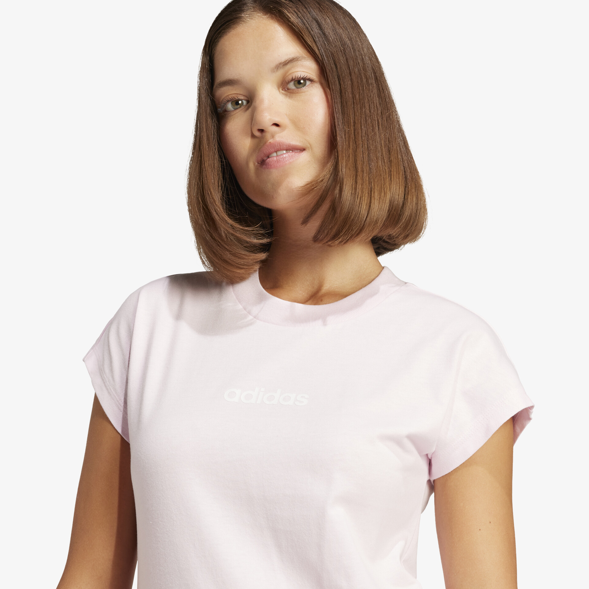adidas Essentials Linear Cotton T-Shirt Damen T-Shirt rosa