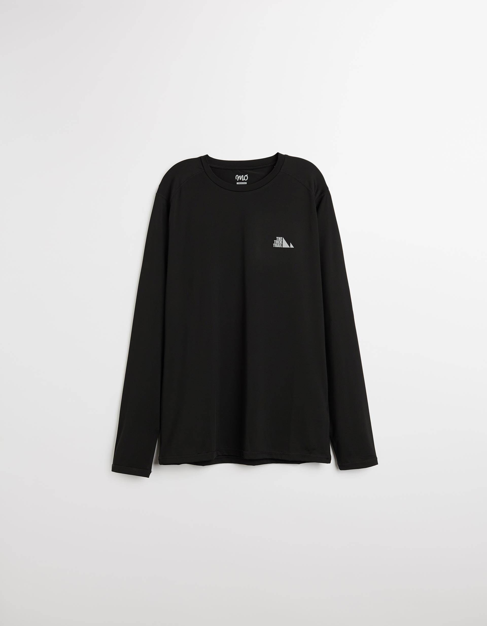 T-shirt Manga Comprida de Desporto, Homem, Preto
