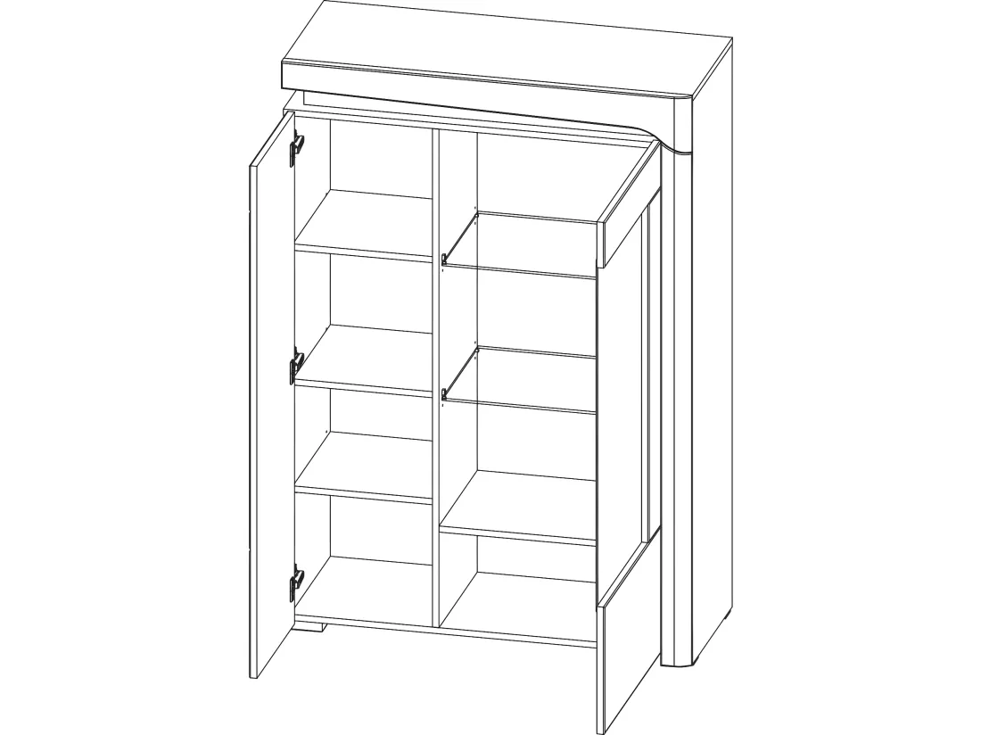 Vaisselier 2 portes droite LED inclus Teo Blanc et Bois