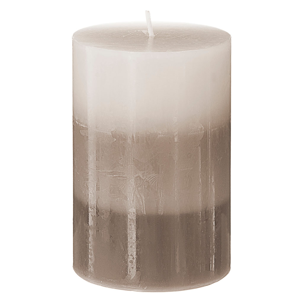 Bougie parfumée tricolore taupe senteur jasmin 7x10cm