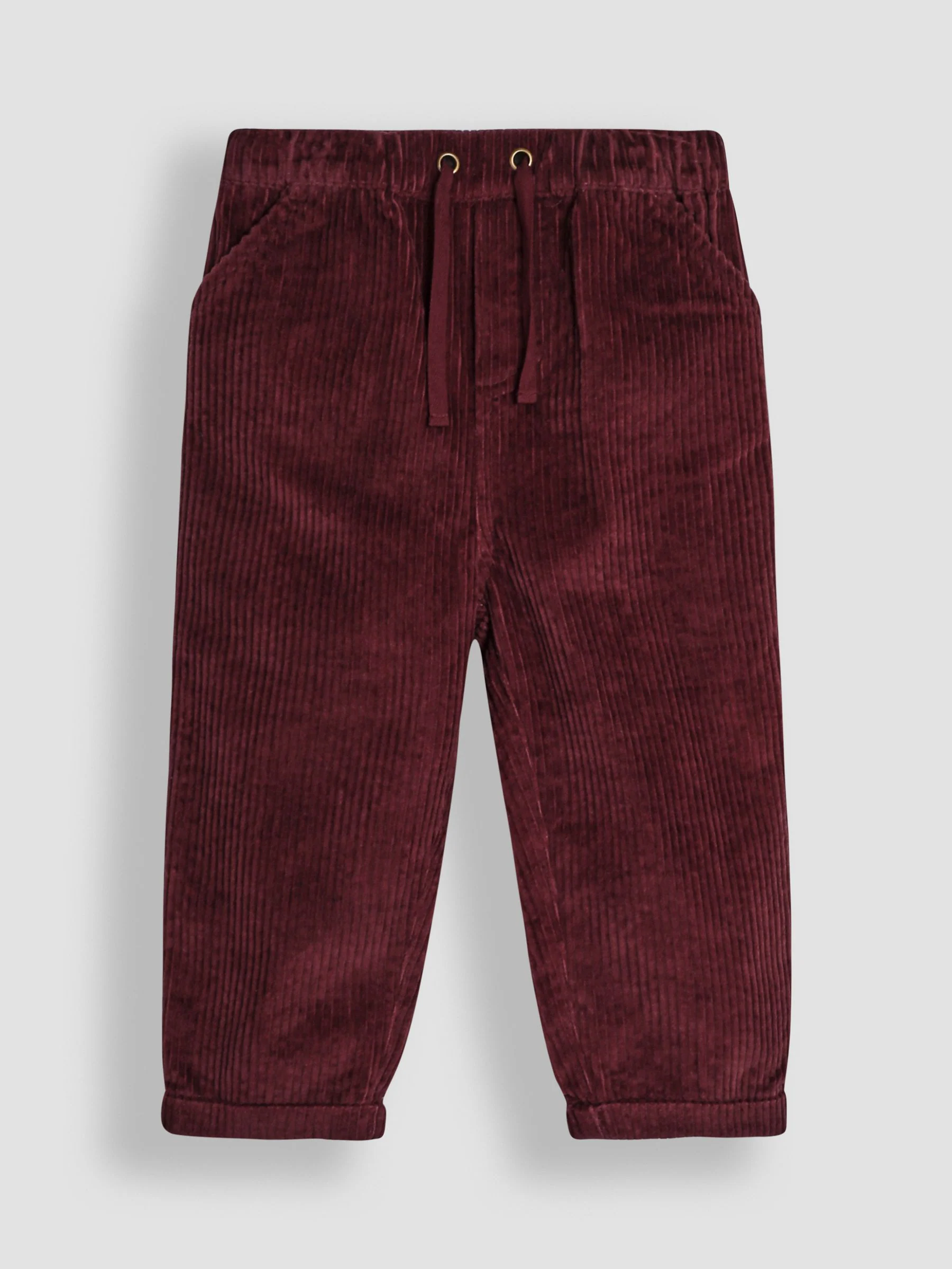 Bordeauxrood - JoJo Maman Bébé - Grofgebreide corduroy broek met elastische taille
