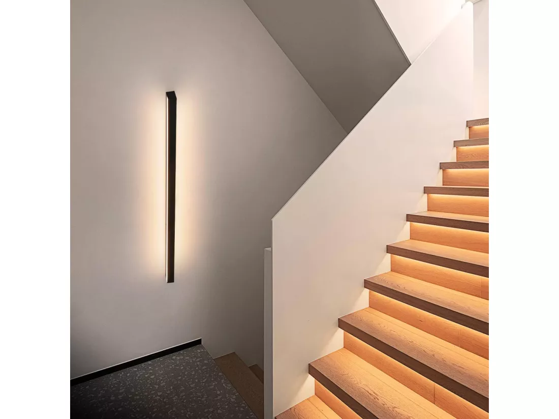 NETTLIFE 2 appliques LED intérieur moderne 100CM 34W couloir haut bas blanc chaud noir