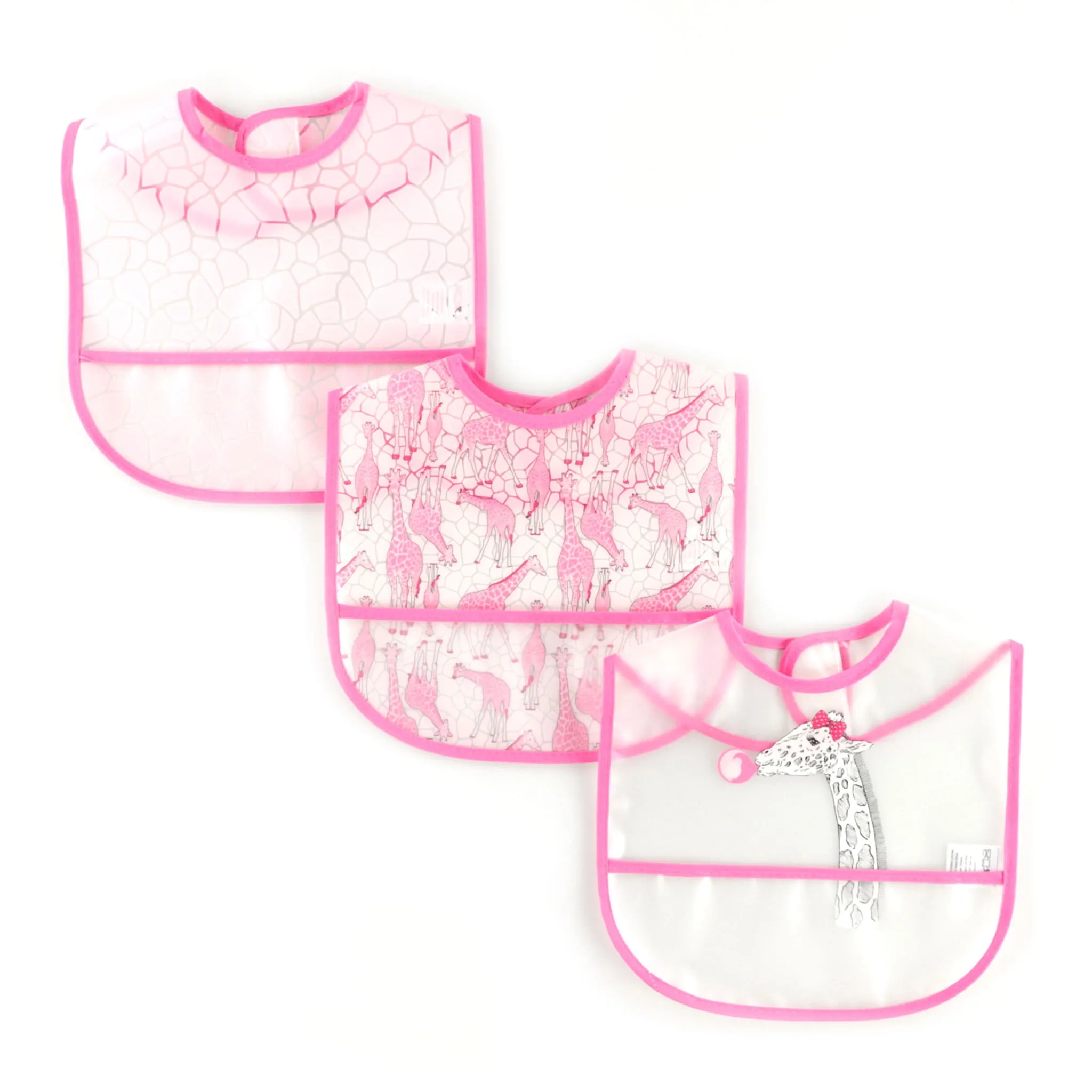 Clément - Maison Bavoir Paquet de 3 - Girafe Rose