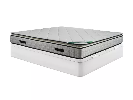 Ensemble 180 x 200 cm sommier coffre blanc + matelas mousse et coutil bambou ép.23cm - ADANA de NATUREA