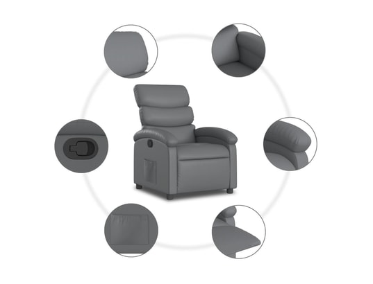 VIDAXL - Fauteuil Relaxation Fauteuil inclinable gris similicuir