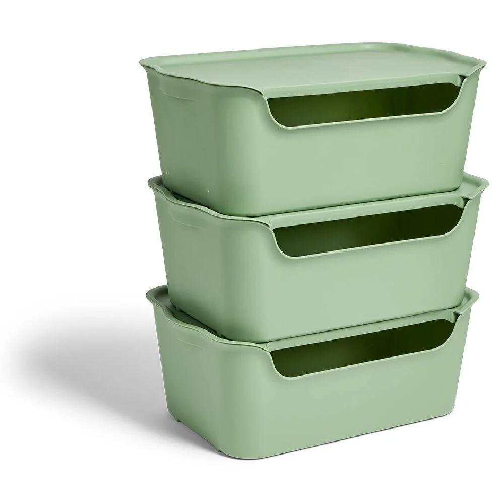 Lot de 3 boîtes de rangement 15L avec couvercle plastique 39x25xH16cm
