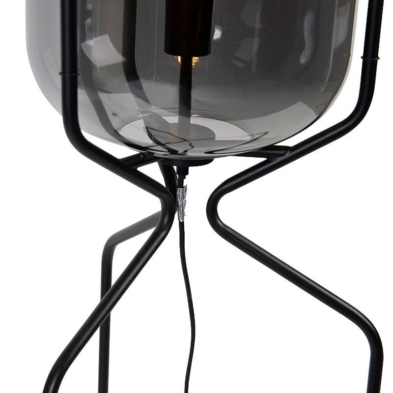 Smart vloerlamp zwart incl. WiFi A60 smoke glas - Bliss