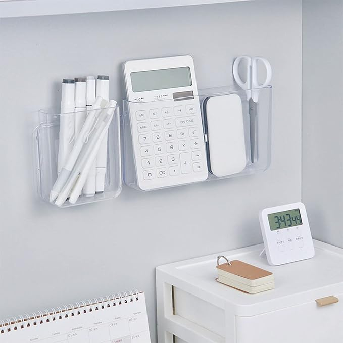 (12x10cm) Büro Wand Organizer Selbstklebender Stifte Köcher Aufbewahrungs Box - Transparent