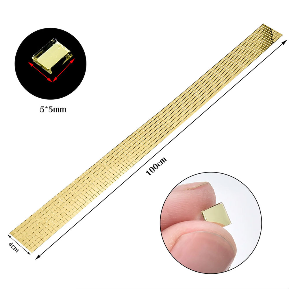(1m/4cm) Deko Mosaik Spiegel Aufkleber DIY Party Sticker Disco Spiegelmatte - Gold