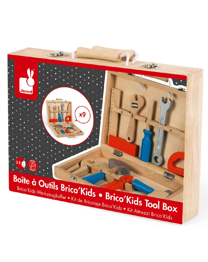 Werkzeugkoffer BRICO ‘KIDS  9-teilig aus Holz