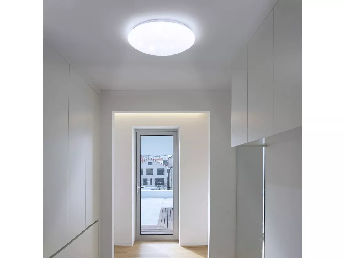 NETTLIFE Plafonnier LED Lampe de Chambre à Coucher Ciel Étoilé Intensité Variable avec Télécommande 37 W Lampe de Chambre d'Enfant 28 cm pour Salon