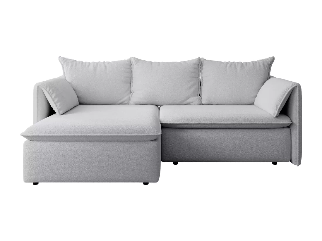 Canapé d'angle gauche convertible en tissu texturé gris TEODORA