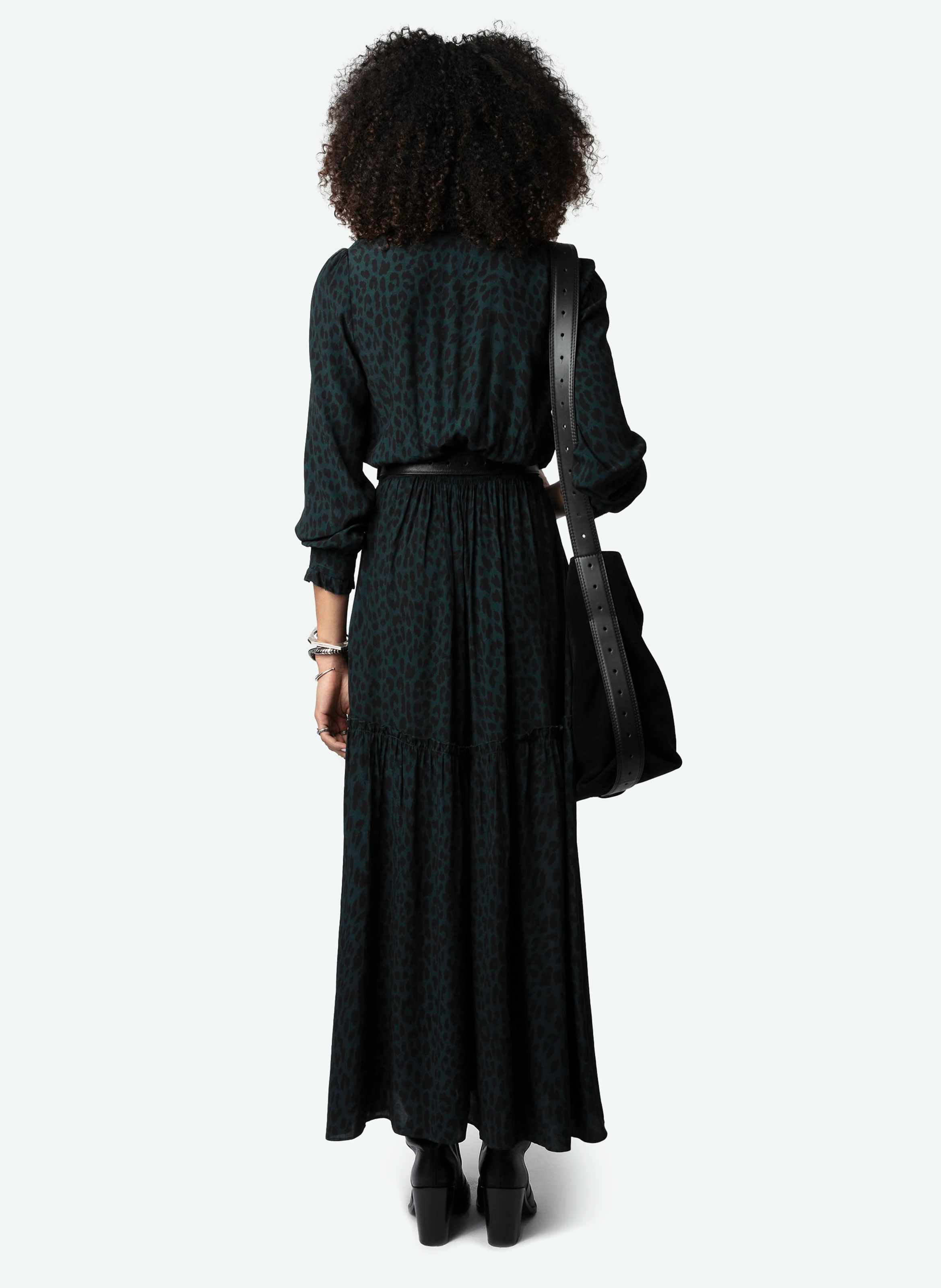 RABELLA - Robe longue col V droite imprimée | Vert
