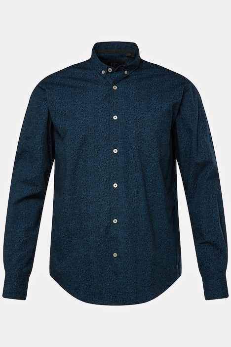 Hemd, Langarm, Mini Buttondown-Kragen, Allover-Print, Modern Fit, bis 8 XL