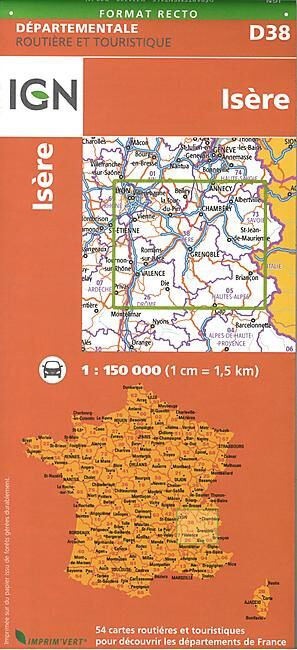 IGN - D38 ISERE ECHELLE 1 150 000