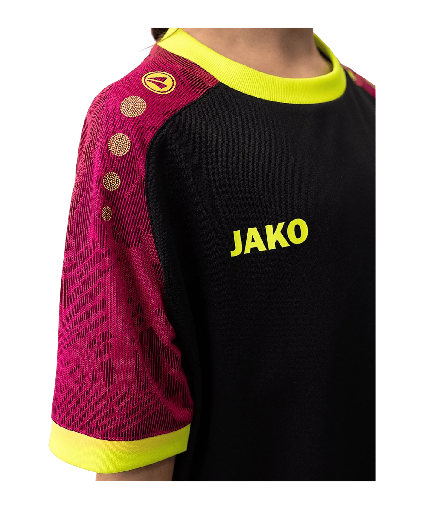 JAKO Iconic Trikot Kids Schwarz Pink Gelb F805