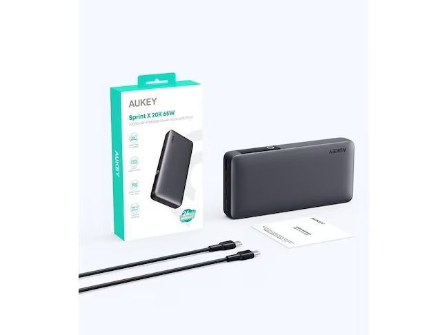 (65W) SprintX 20000mAh USB A / Dual USB C Powerbank Power Delivery Ladegerät mit LED Anzeige (PB-Y43) - Schwarz