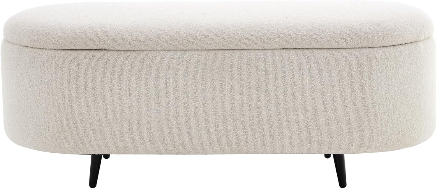 Riess Ambiente Scandinavische Polsterbank Vogue 110cm - weiß - Bouclé schwarz Sitzbank mit Stauraum modern Flur Schlafzimmer