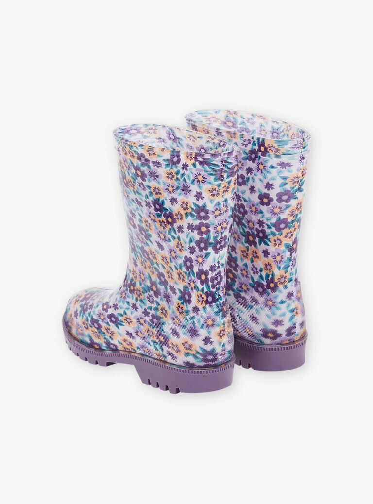 Bottes de pluie violettes à imprimé fleuri