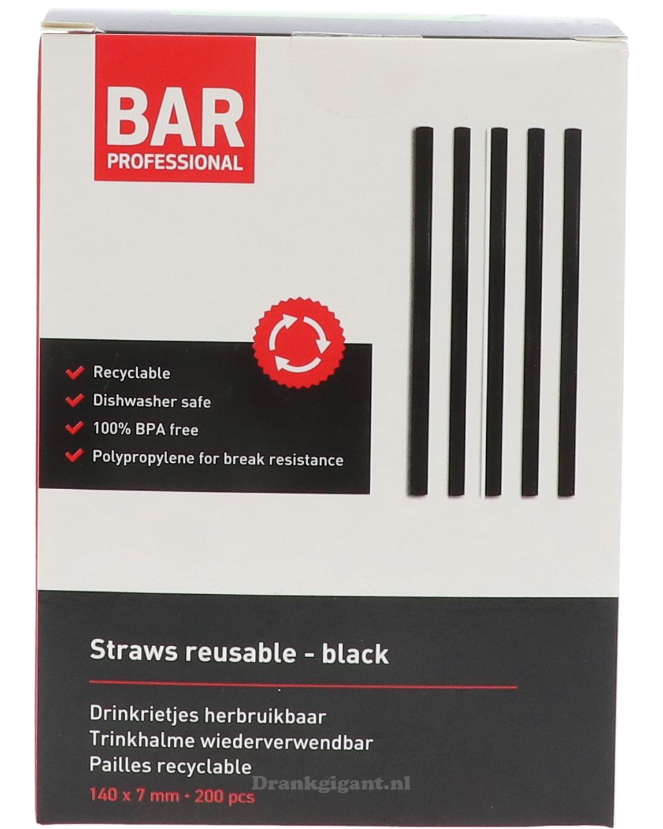 Rietjes Herbruikbaar zwart 14cm