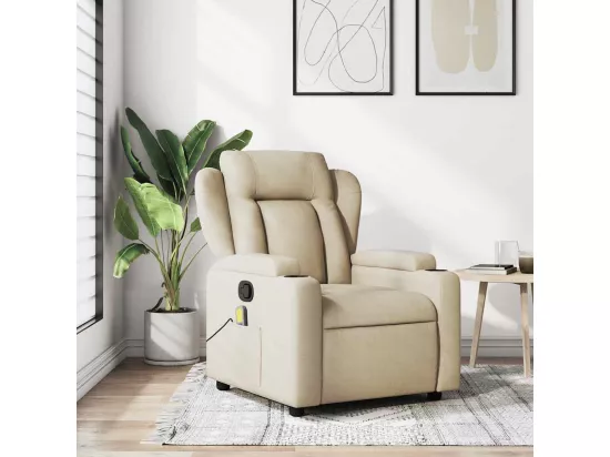 Fauteuil de massage inclinable Crème Tissu