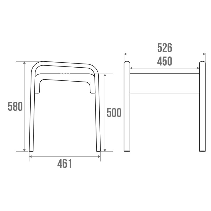Tabouret de douche structure alu, assise en polymère L. 52,6 x P.46,1 x H.58 cm