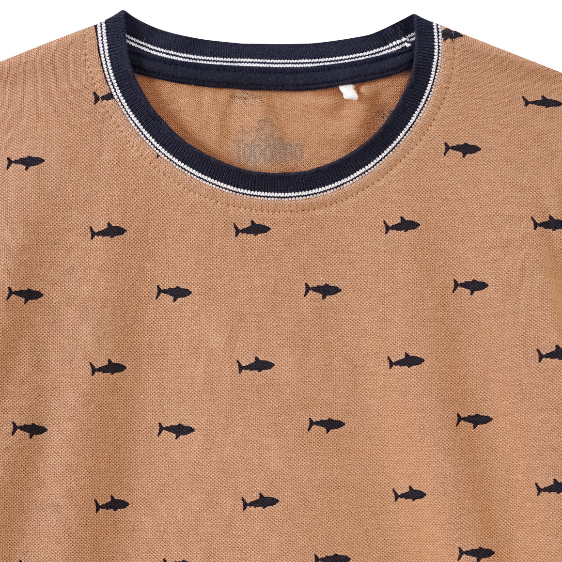 Topolino Jungen T-Shirt mit Hai-Allover hellbraun