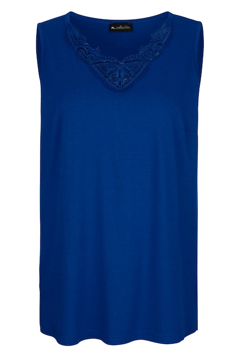Top, Straight Fit, Spitze und Pailletten am V-Ausschnitt