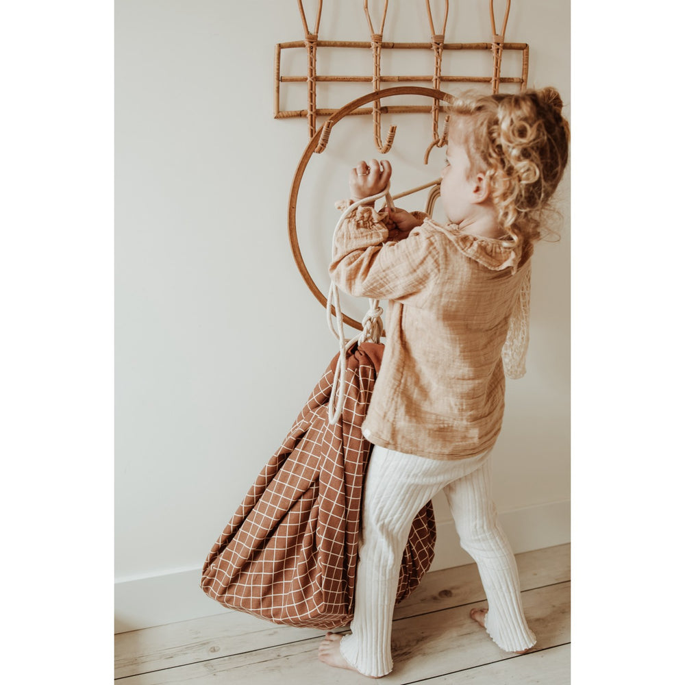 Køb Play&Go Organic Grid Brown 2-in-1 Legetæppe