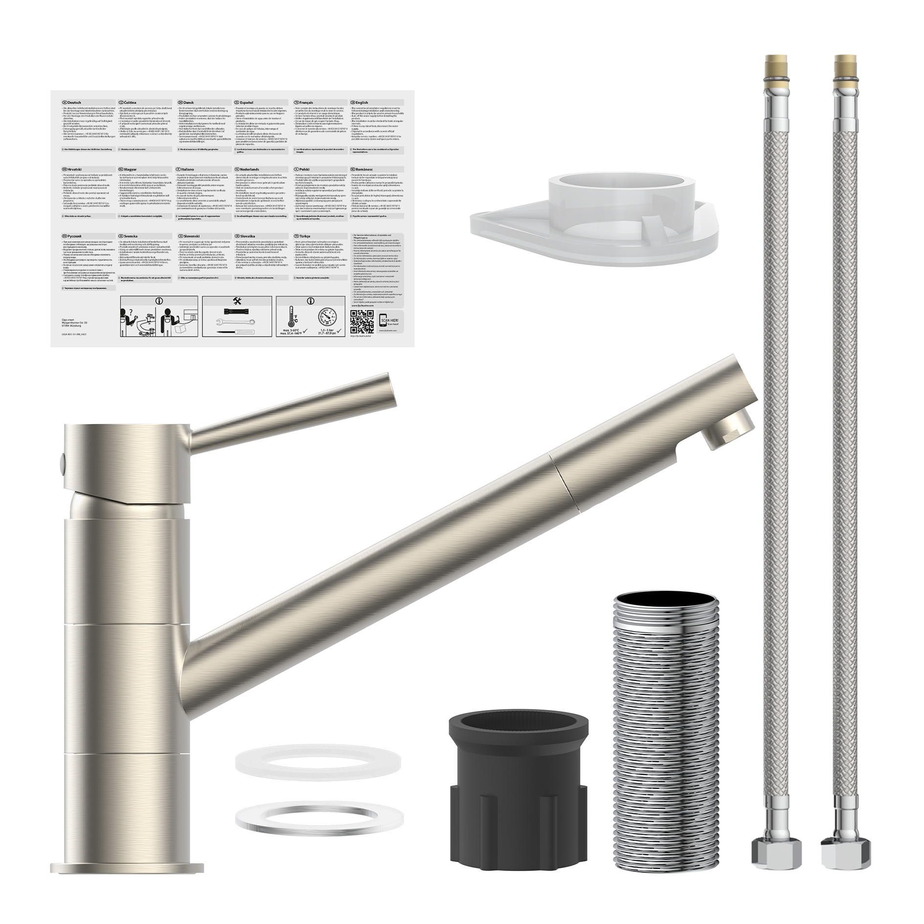 SISTANT Küchenarmatur - Edelstahloptik - Hochdruck - schwenkbar 150°