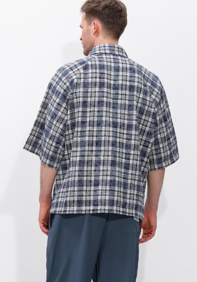 blauwe new amsterdam surf association casual overhemd wijk shirt short sleeves bleaches check