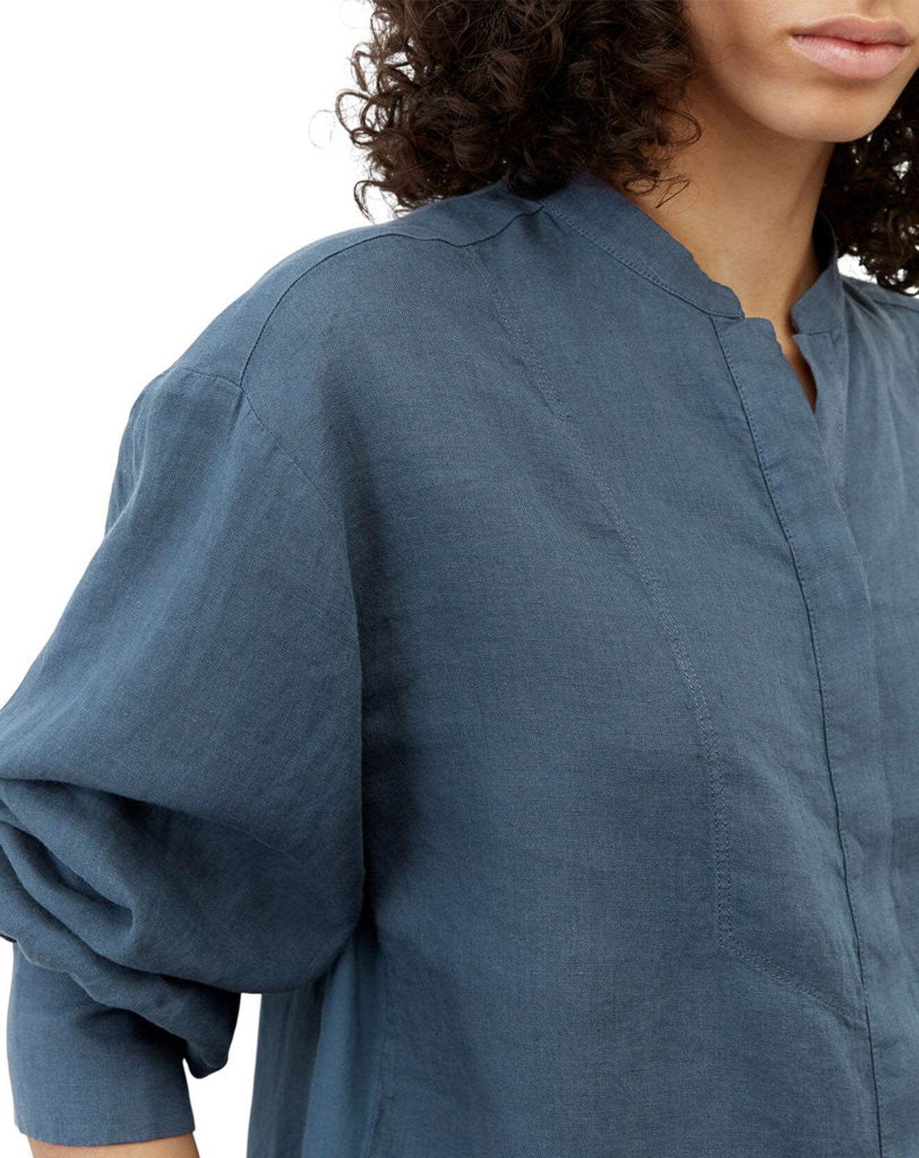 Marc O'Polo Chemise 100% Lin sans manches Col bleu moyen