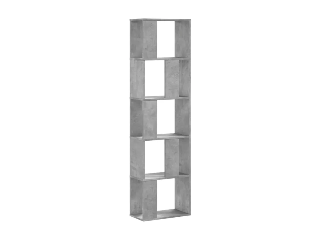 Bibliothèque 5 niveaux gris béton bois d'ingénierie