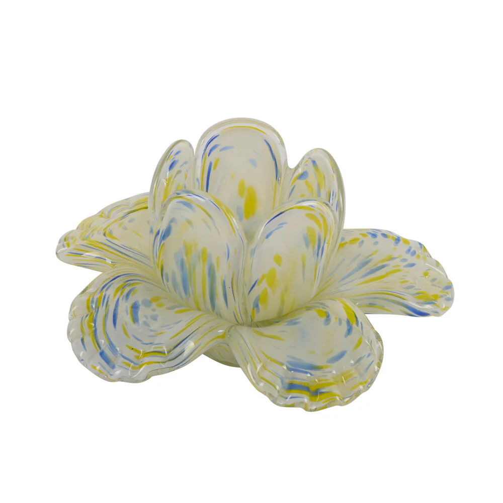 Bahne Interior  Blomster fyrfadsstage, gul/blå - Ø15cm