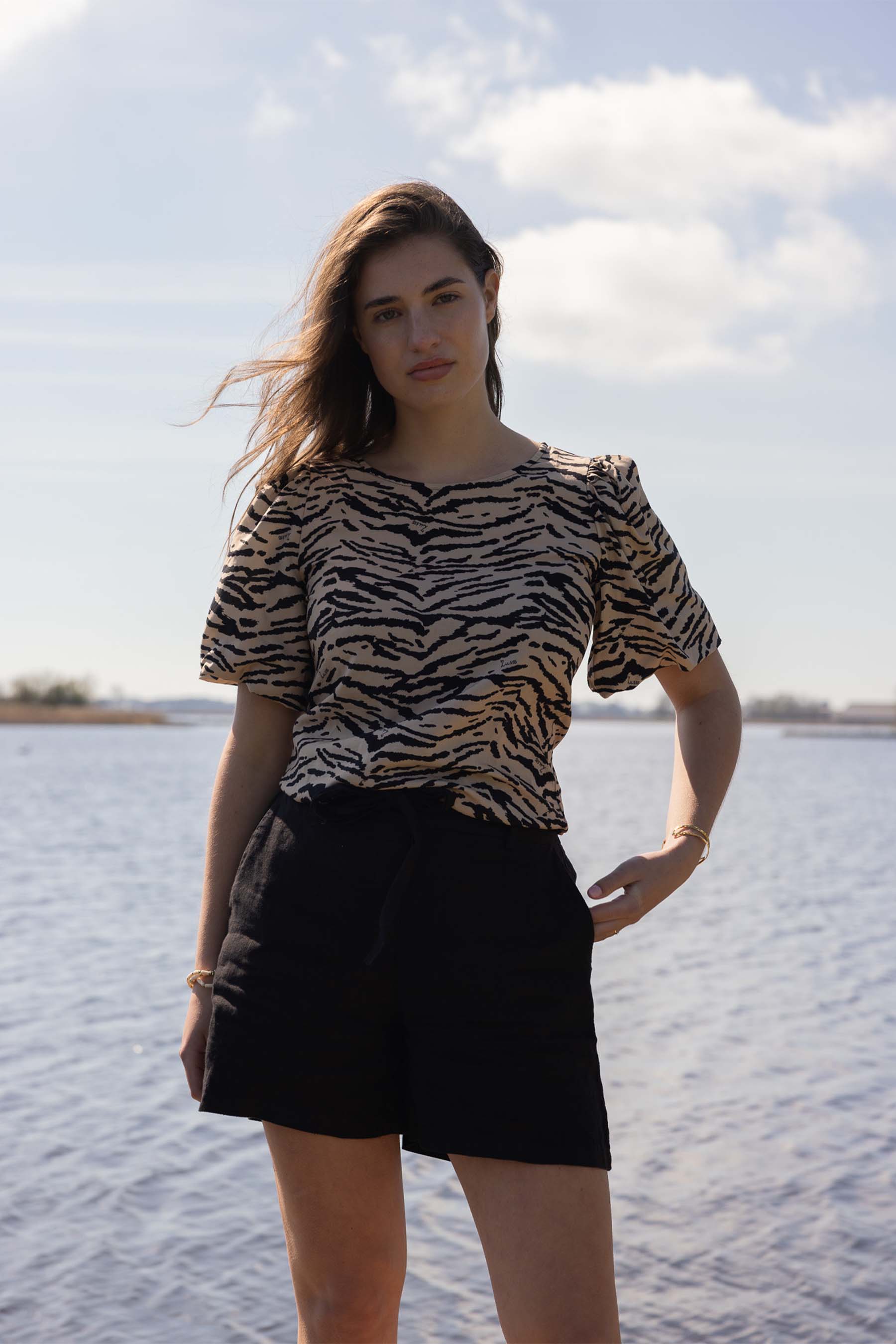 ballonmouw top met print