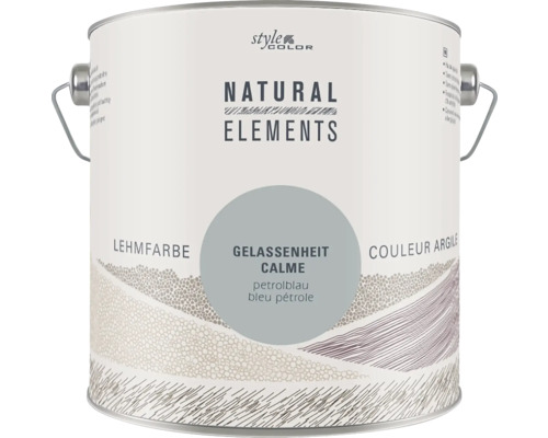 StijlKleur NATURAL ELEMENTS Leemverf zonder conserveringsmiddelen Serenity petrolblauw 2,5 l