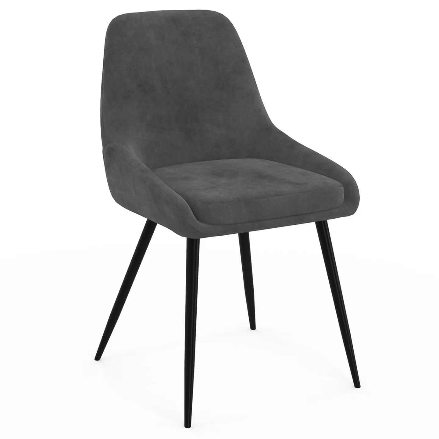 Lot de 6 chaises THALYA en velours gris foncé avec accoudoirs