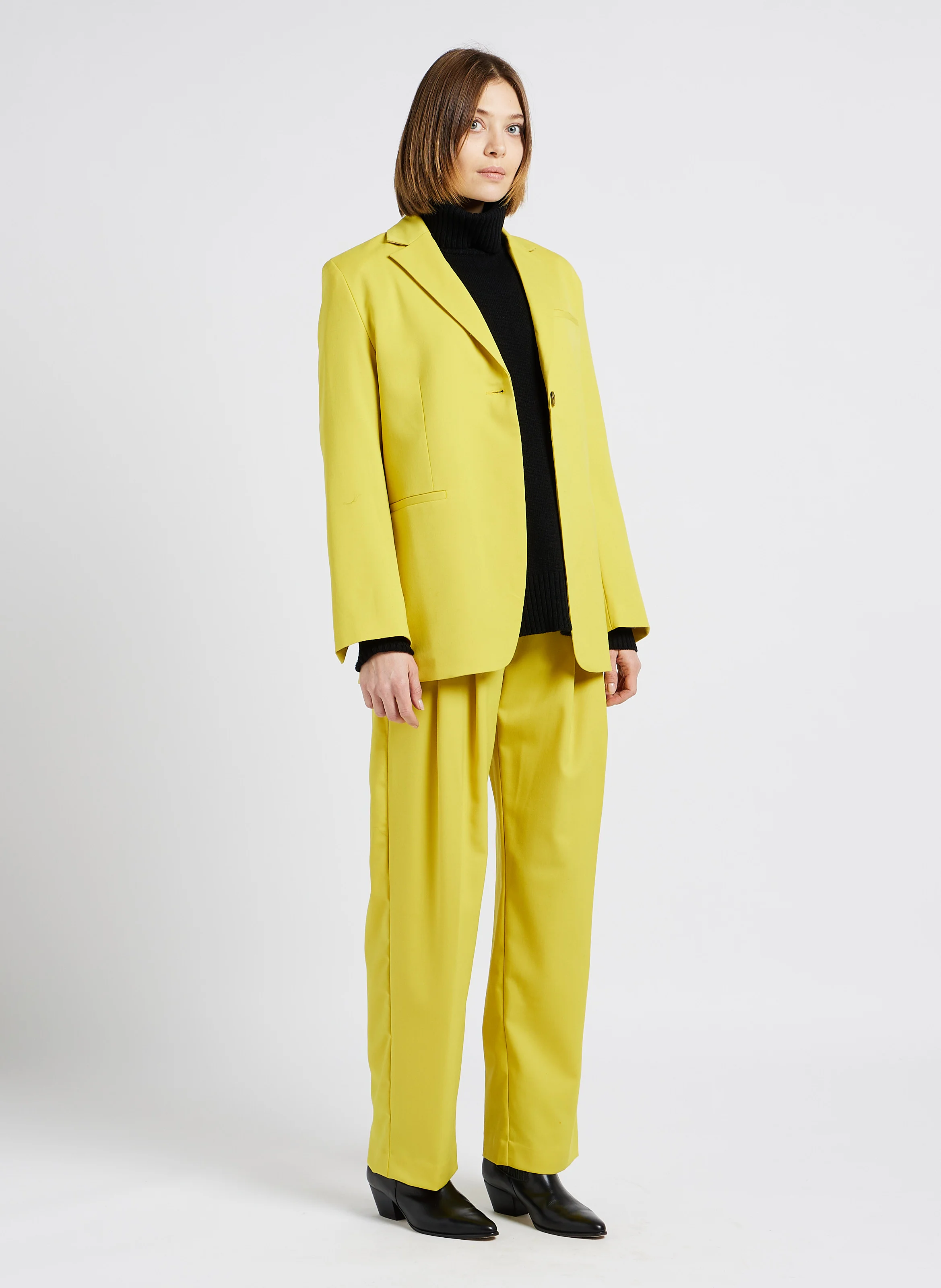 LUZY - Pantalon large à pince | Jaune
