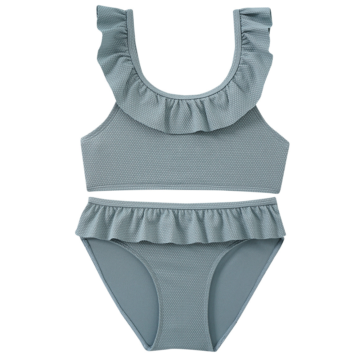 Famy Mädchen Bikini mit Wabenstruktur graugrün