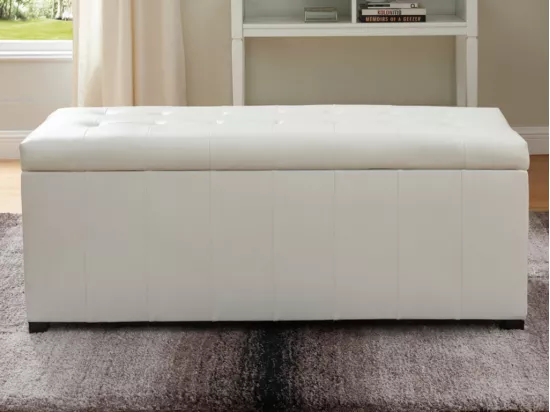 Banc coffre de rangement CONCIERTO en simili - Blanc